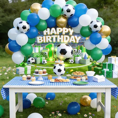 Mocsicka Soccer Happy 10th Birthday Banner 6x3.6ft miniatura 3