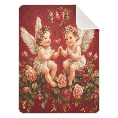 Burbuja Cupids Roses Baby Blanket for Boys Girls, Nursery Soft Warm Swaddling Receiving Baby Blankets, 30x40 in Toddler Blanket