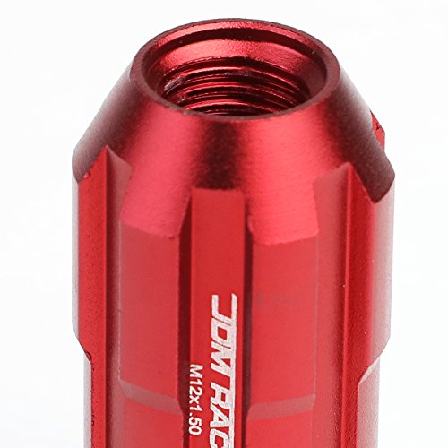 Image of DNA MOTORING LN-ZTL-9025-15-RD 20Pcs M12 x 1.5 Open End Style Wheel Lug Nuts w /Deep Drive Extension Adapter, 24mm OD /50mm H, Red
