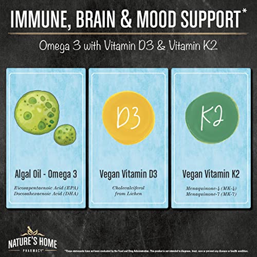 Vegan Omega 3 Liquid Lemon Flavor Omega Three Drops For Adults, Kids Carrageenan Free Supplement With 300Mg Dha And 150Mg Of Epa, 5000 Iu Of Vitamin D3 & K2, All Ingredients 100% Vegan 60 Days… #TOP2