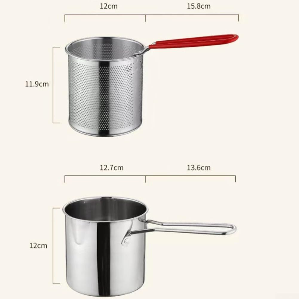 Friggitrice multifunzione in acciaio inox, pentola in acciaio inox 304 con manici, cestino per friggere pentola profonda