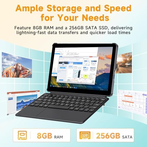 CHUWI Hi10 X1 Windows 11 Tablet 10,1 inç, 8 GB LPDDR5, 256 GB SSD, Intel N100 (3,4 GHz'e kadar), 2'si 1 arada dokunmatik ekran, klavyeli tablet, WiFi 6, BT 5.2, çift kamera, 1280 x 800 HD IPS, HDMI - Görsel 3