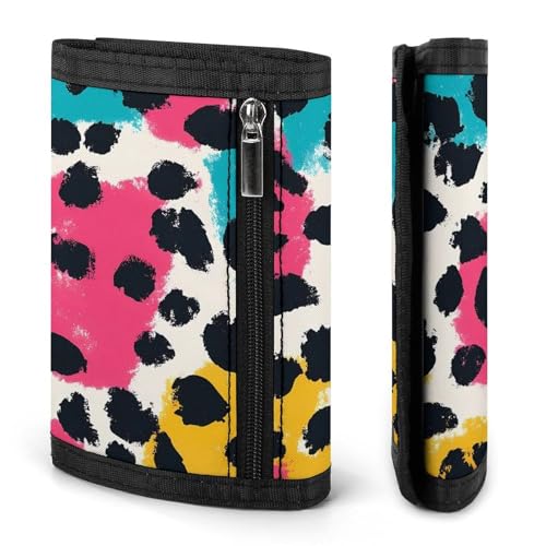 Colorful Leopard Pattern Custom Trifold Wallet Front Pocket Credit Card Holder with Coin Purse for Men Women Travel Gifts3