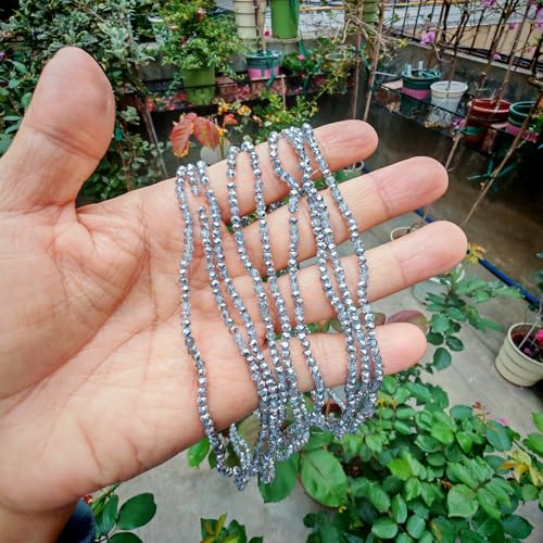 Image of 2mm Rondelle Glass Beads for Jewelry Making, Faceted Briolette Crytal Spacer Beads for Bracelet Necklace Earring, Translucent Silver 1200pcs