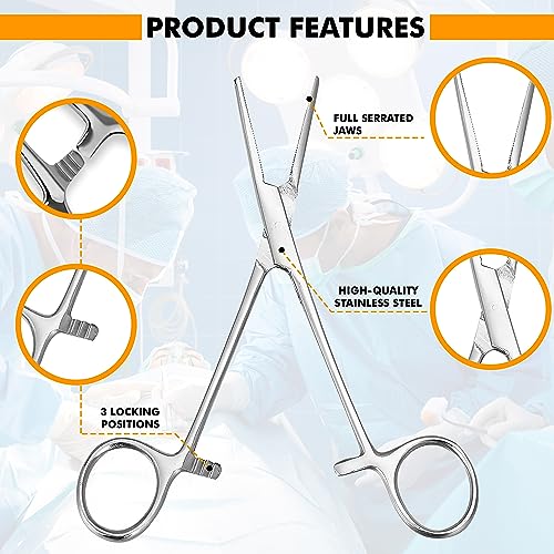 Image of Kelly Hemostat Forceps - Precision Surgical Tool for Medical and Crafting Applications (8 inch Pack of 2)