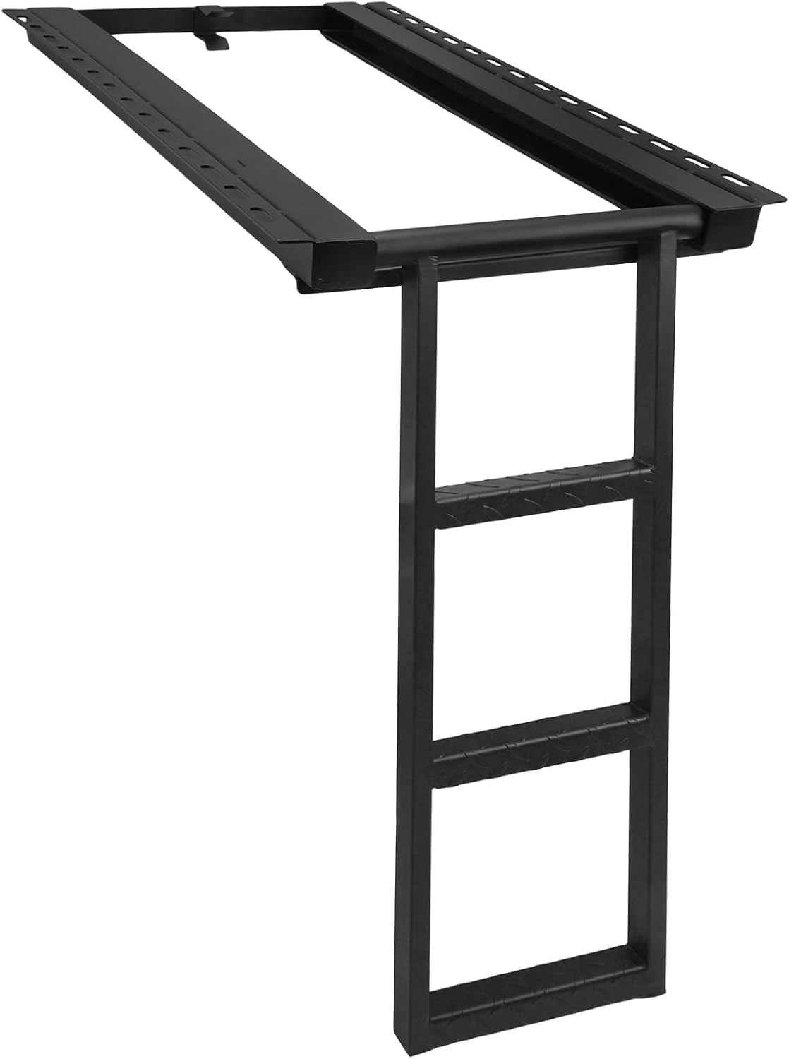 3-Rung Retractable Truck Bed Ladder - Heavy Duty Steel Truck Bed Step for Flatbeds, Dump Trucks & Trailers - Black Powder Coated, 32.5-Inch Extension, Bolt/Weld-On