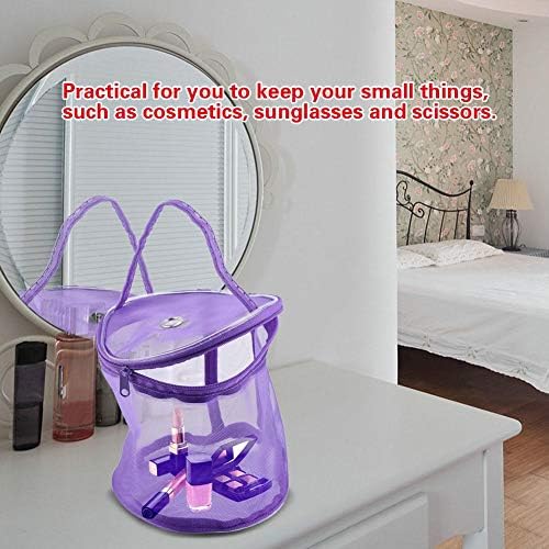 Zerodis Portable Knitting Bag Cylinder Mesh Wool Storage Bag Lightweight Convenient Container Handbag For Yarn Accessories (Purple)