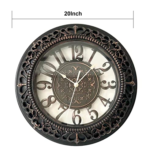 Andstar 20 Inch Wall Clock Retro Farmhouse Easy To Read Wall Clocks Art Distressed Old-Fashioned Silent Wall Clock Large Retro Rustic Country Decorative For Kitchen Living Room Bedroom(Antique Black) #TOP1