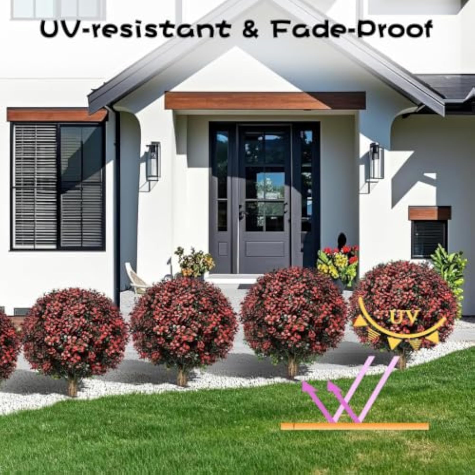 Set of 2 Artificial Boxwood Topiary Balls with Ground Stakes