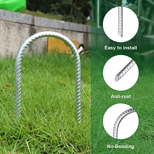Trampolines Wind Stakes Heavy Duty U Type Sharp Ends Safety Ground Anchor Galvanized Steel for Soccer Goals, Camping Tents and Huge Garden Decoration (Trampoline Stakes 4pcs)