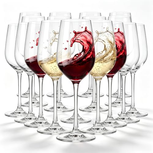 Purpeak Set of 18 Unbreakable Plastic Wine Glasses, 12 Oz Clear Reusable