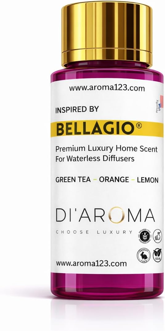 Di’Aroma Luxury Hotel Resort Collection Bellagio 60ml 2 Fl Oz - Fragrance Oil, Diffuser Oil for Waterless & Cold-Air Diffusers, Premium Air Freshener (2 Fl Oz, Bellagio)