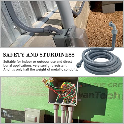 Wocloer Liquid-Tight Conduit - 3/4inch 25 Foot Flexible Non Metallic Liquid Tight Electrical Conduit Kit, With 4 Straight and 3 90-Degree Conduit Connector Fittings.3/4" Dia by Wocloer - Image 5