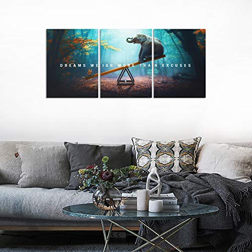 Unbruvo Motivational Wall Art Inspirational Elephant Canvas Poster Prints Forest Paintings Picture Entrepreneur Positive Quotes Office Wall Decor Decoration For Living Room Bedroom (36”Wx16”H) #TOP4