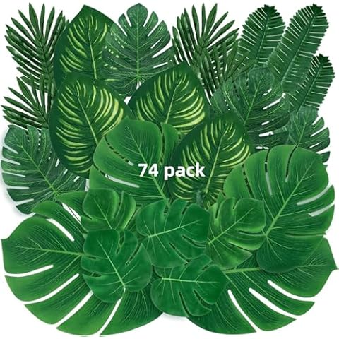 74 Pack Palm Leaves Artificial Tropical Monstera Cover