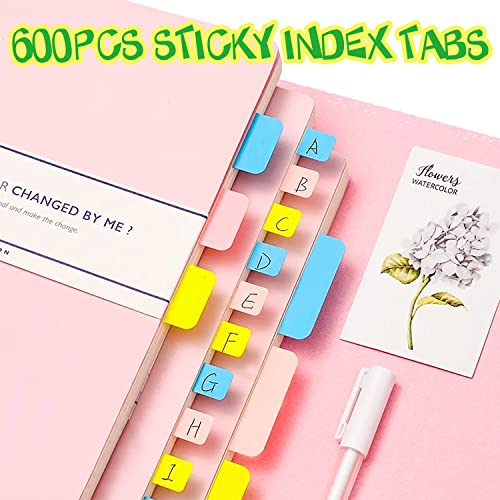 600 Pcs Sticky Index Tabs,1,2 Inch File Tabs Flags,Colored Page Markers Self Adhesive For Books,Paper,Notebooks(2 Size) #TOP3