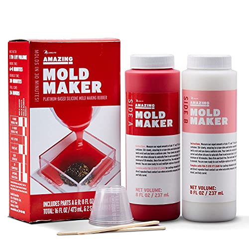 Alumilite Amazing Mold Maker [8 fl oz A + 8 fl oz B (16 ounces) 2-Part Mix] Platinum Fast-Cure Silicone Molding Compound Casting DIY Epoxy, Resin, Concrete, Cosplay & Food | Flexible Liquid Rubber Kit - Thumbnail 2