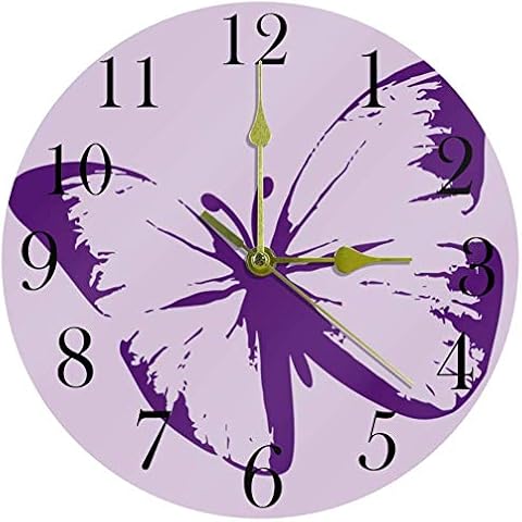 TIKISMILE Purple Butterfly Wall Clock Silent Non Ticking Acrylic Decorative Round Clock for Office School Living Room Bedroom Home Decoration Cover