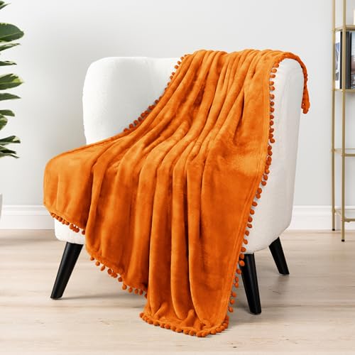 Couverture douce orange pour rester au chaud toute l'année dans le lit - 5