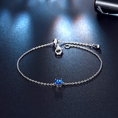 EGOO&YAMEE Birthstone Bracelet White Gold Plated Cubic Zircon Adjustable Bangle 12 Color for Women3