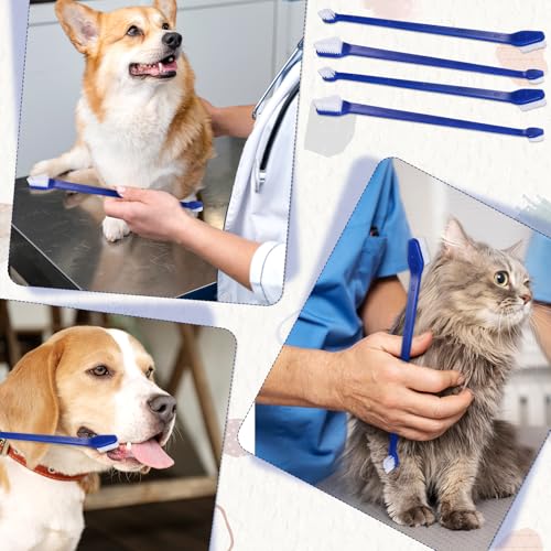Image of SynHHergyx 200 Pcs Dog Toothbrushes Bulk, Double-Headed Super Soft Bristle Cat Tooth Brush Pet Dental Brushing Kit Oral Care & Hygiene Cleaning Tools for Puppy, Pet Party Favors, Veterinario Supplies