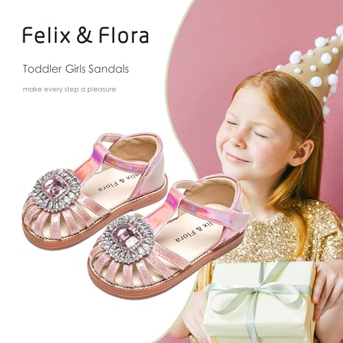 Image of Felix & Flora Toddler Girls Sandals Soft Rubber Princess Flat Shoes Flower Girl Shoes