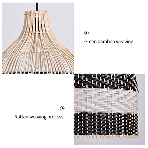 Arturesthome Rattan Pendant Light For Kitchen Island, Wicker Chandelier, Handmade Woven Hanging Ceiling Light Lampshade For Living Room Bedroom - 15.7" X 19.7" #TOP5