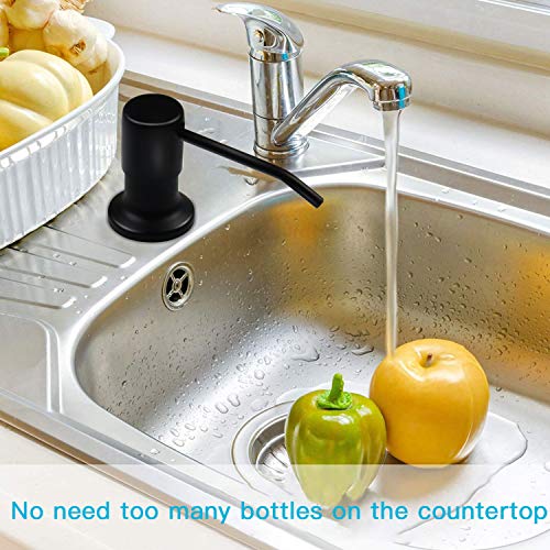 Ohihi Dish Soap Dispenser For Kitchen Sink (Brushed Nickel), Countertop Water Pump With 47” No-Spill Extension Tube Kit Design For Kitchen Bathroom, Refill From The Top, No More Refills （Black） #TOP5