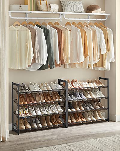 8-Tier Shoe Rack for Garage or Entryway, Set of 2, 4-Tier Stackable Shoe Shelf, 32-40 Pairs, Black