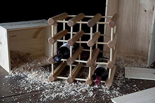 J.K. Adams 12-Bottle Stackable Ash Wood Modular Wine Rack, Natural