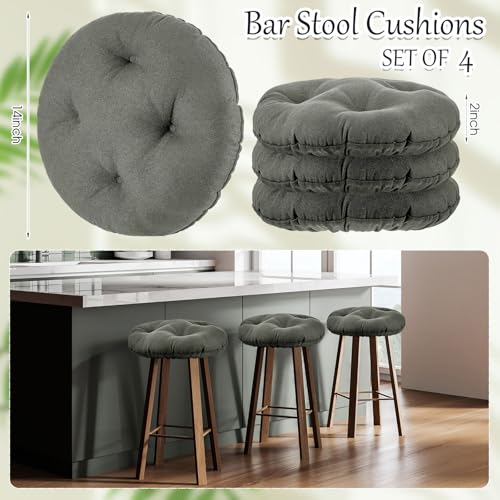 Image of 4 Pieces Bar Stool Cover Non Slip Padded Cushion, 14.2 Inch, Dark Gray