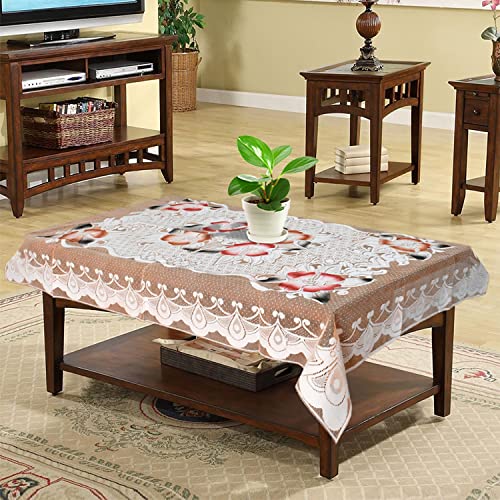 Kuber Industries Flower Printed Cotton 4 Seater Center Table Cover,40″x60″ (Soft Pink)-44KM081
