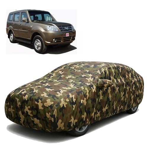 Image of Sulfar 100% Waterproof Car Body Cover Compatible with Mirror for Tata Sumo Grand Dicor with Long Lasting Durable Material (Triple Stitched, Full Bottom Elastic, Camouflage Army)