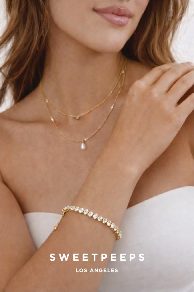 SWEET PEEPS 18K Gold Dipped CZ Tennis Bracelet for Women, Marquise Cut Cubic Zirconia Adjustable Bracelet, Dainty Gold Jewelry for Everyday Wear - Image 4