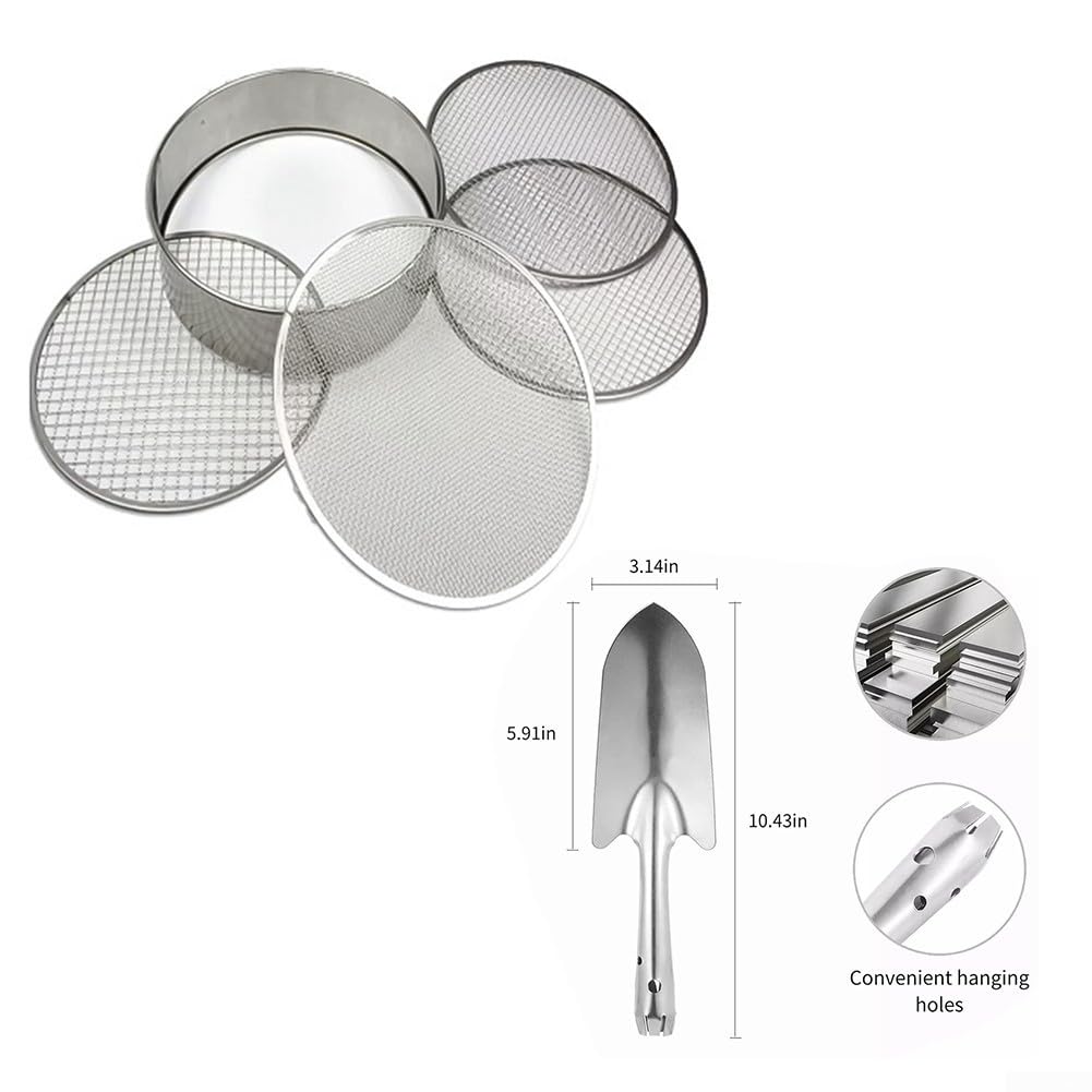 Gartensieb aus Edelstahl, Garten-Erdsieb-Set aus austauschbarem Netzgewebe Edelstahl, 30 cm