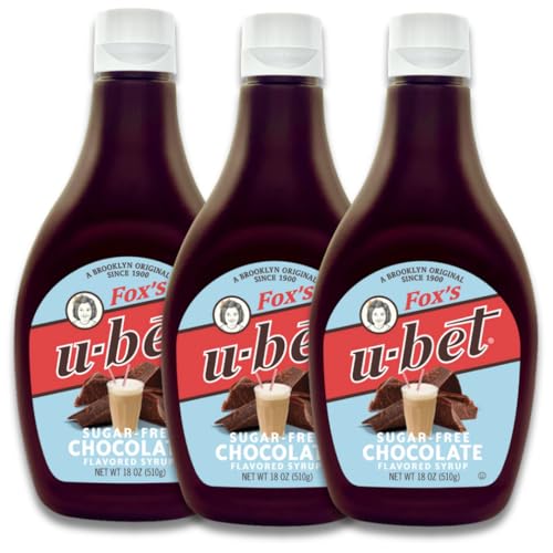 FOX'S U-BET Syrup, Bottle, Kosher Certified, Brooklyn Original, Fat Free (3-Pack, Sugar-Free Chocolate)