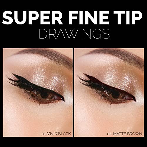 Dlux Professional Waterproof Liquid Eyeliner - Vivid Black Ink Pen Eyeliner, Fine Felt Tip, Smudge Proof, Long Lasting, Highly Pigmented, Cruelty Free, Matte Finish, Fast Drying, Easy Application #TOP3