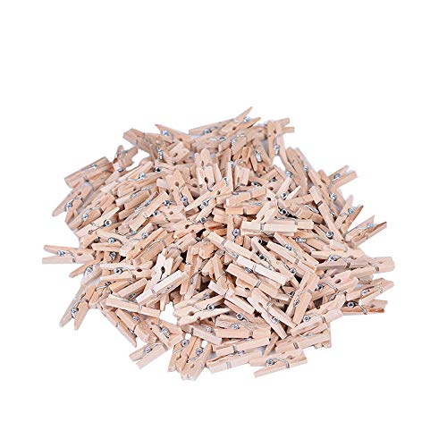 100 mini pinzas de madera, mini clavijas para sostener papel fotográfico, pinzas de fotos para manualidades y decoración de bricolaje Cover