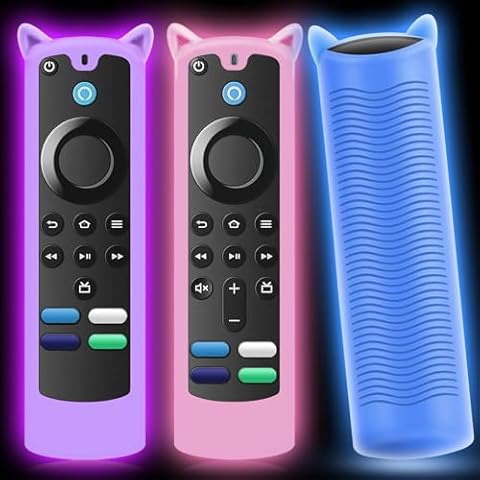 Wevove [3 Pack] Silicone Voice Remote 3rd gen Cover with Lanyard,Anti-Slip Soft Silicone Protective Controller Case Glow in The Dark Cover