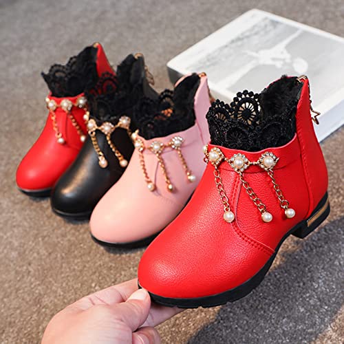 Children Shoes Fashion Boots Shoes Plush Low Tube Children Leather Boots Riding Boots Size 14