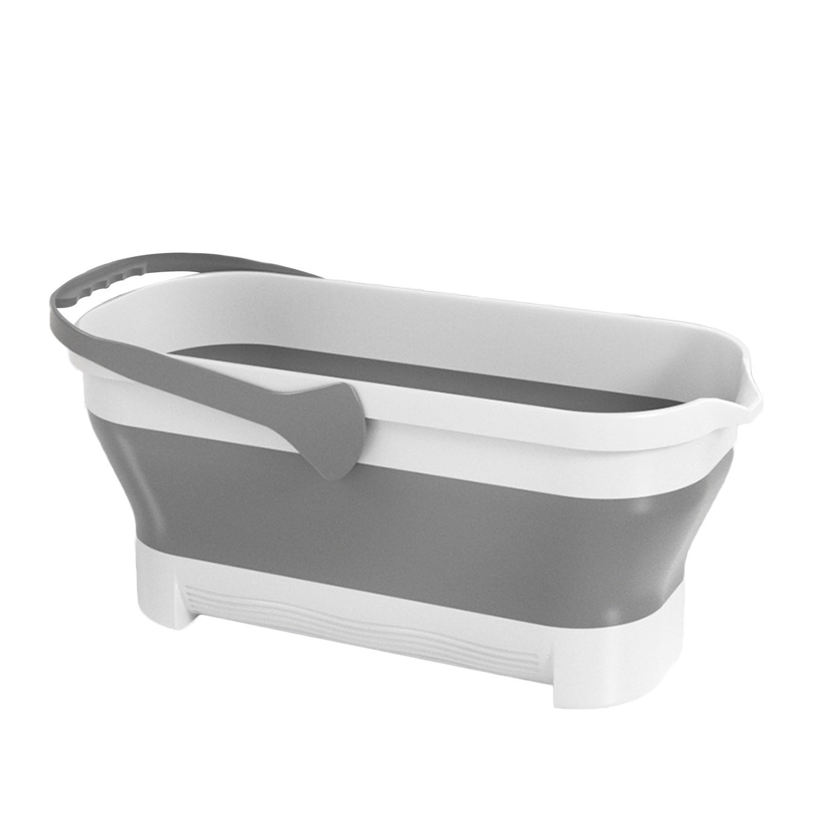 Cubo Plegable De 12 litros (3,17 Galones) For Limpiar Fregona, Cubo De Plástico Plegable con Ruedas Adecuado For Limpieza De Casa, Vehículos Recreativos Y Camping (Color : Gray)