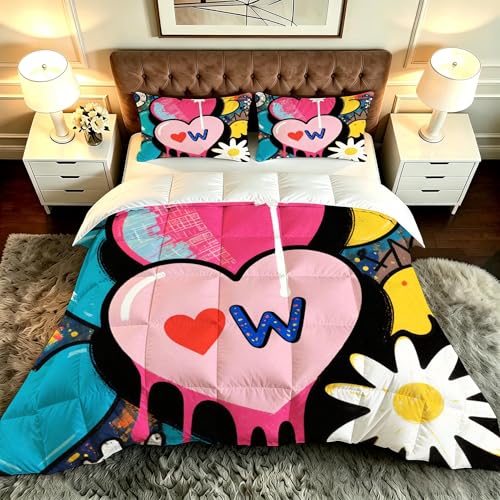 ZZXHG Edredón Estampado 3D Suave y Transpirable | A Color Graffiti Estampados, Nórdico Lavable para Todas Las Estaciones, Incluye 2 Fundas de Almohada 50x75 cm, para Cama Individual_A20390
