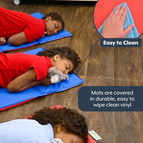 Image of Children's Factory Nap Mats, 1 inch Thick Toddler Sleeping Mats for Preschools and Daycares, Comfortable and Soft 4 Section Folding Nap Pad