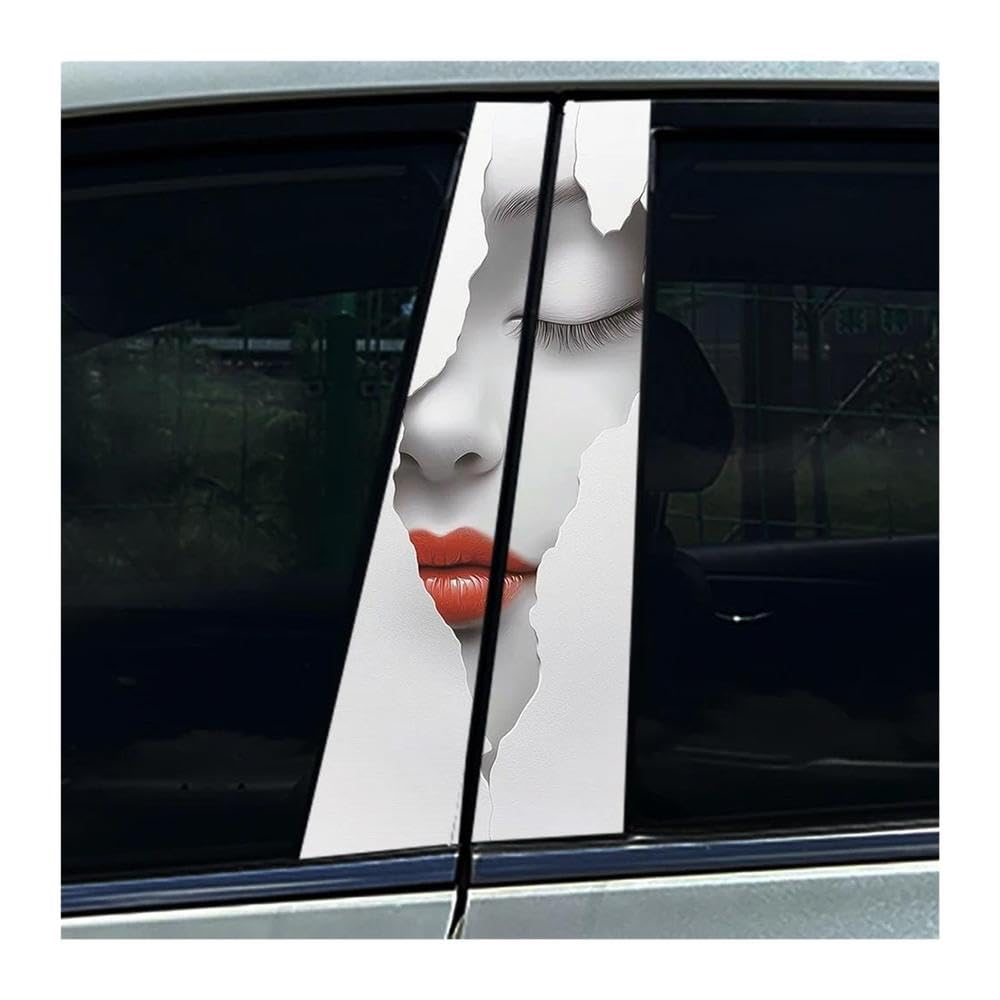 Body Parts 2PCS Car Center Column Waterproof Decals Beauty Art Creative Auto B-Pillar Stickers(E)