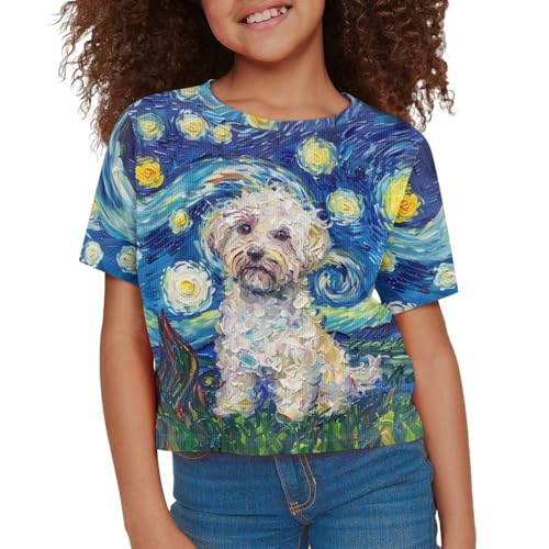 Image of Kids T Shirt Short Sleeve Crop Tops for Girls Summer Clothes Pullover Tees Shirt 5-14