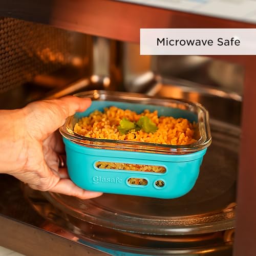 Image of GLASAFE Borosilicate Glass Lunch Box for Office w /t Air-Tight lid & Protective Silicone Sleeve | Tiffin Box for Men & Woman | Microwave & Dishwasher Safe | Leakproof Design | Set of 1-520ml,Green