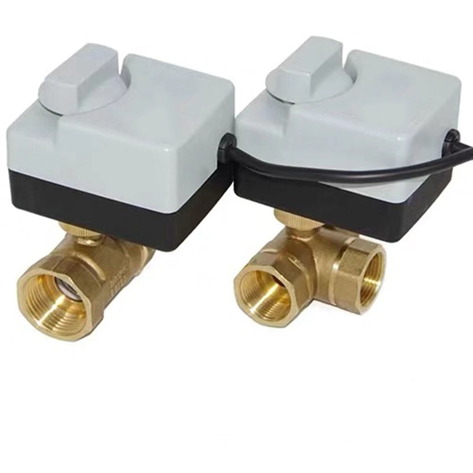 ZXTIIEUF Brass Motorized Ball Valve 3Wire 2Control Electric Actuator AC220V 3Ways/2Way DN15 DN20 DN25 DN32 DN40 with Manual Switch(2 Way,DN15)