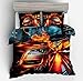 HUIJIE Pościel Kreatywny Supersamochód Z Fajnym Płomieniem 240X220Cm 3-Częściowy, 1 Poszewka Na Kołdrę + 2 Poszewki Na Poduszkę Mikrofibra, Wygodny Z Zamkiem Błyskawicznym Odpowiedni Do Pokoi Dziecięc