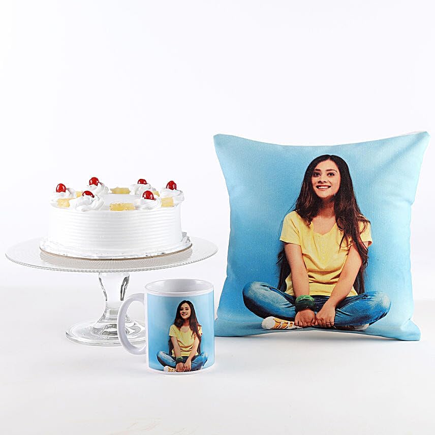 Photo Cushion Mug Pineapple Cake Combo For Her-image-10