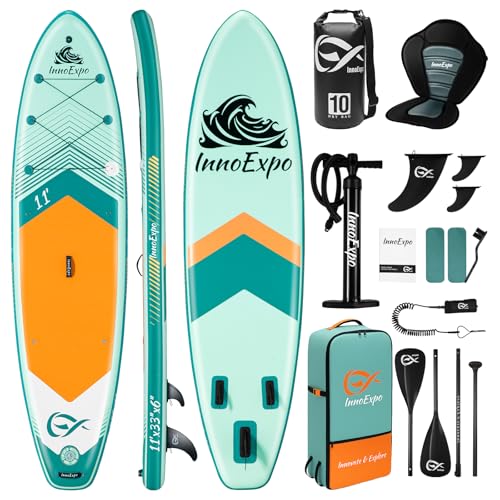 InnoExpo Inflatable Stand Up Paddle Boards with Premium Accessories, Wide Stable SUP Paddle Board...